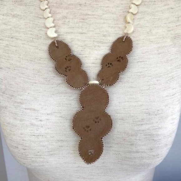 Hand Beaded Y Statement Necklace Natural Stone - Picture 6 of 13